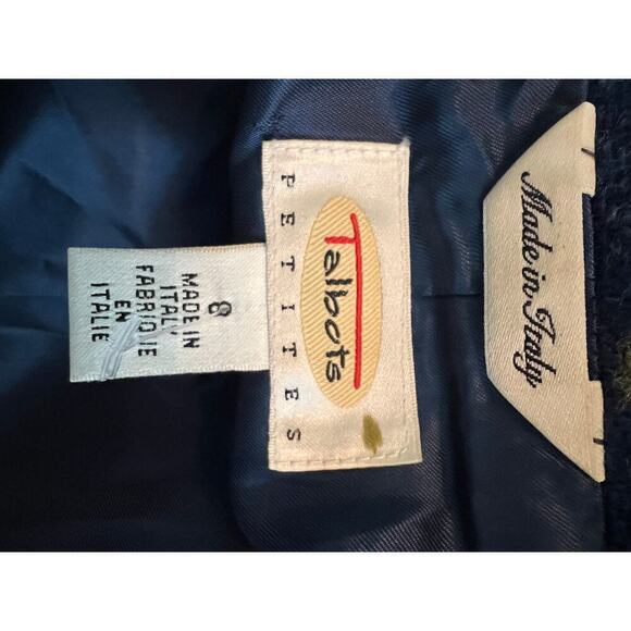 Vintage Talbots Petites Made In Italy Blue 100% Wool 3 Button Blazer. 8 - Picture 3 of 9